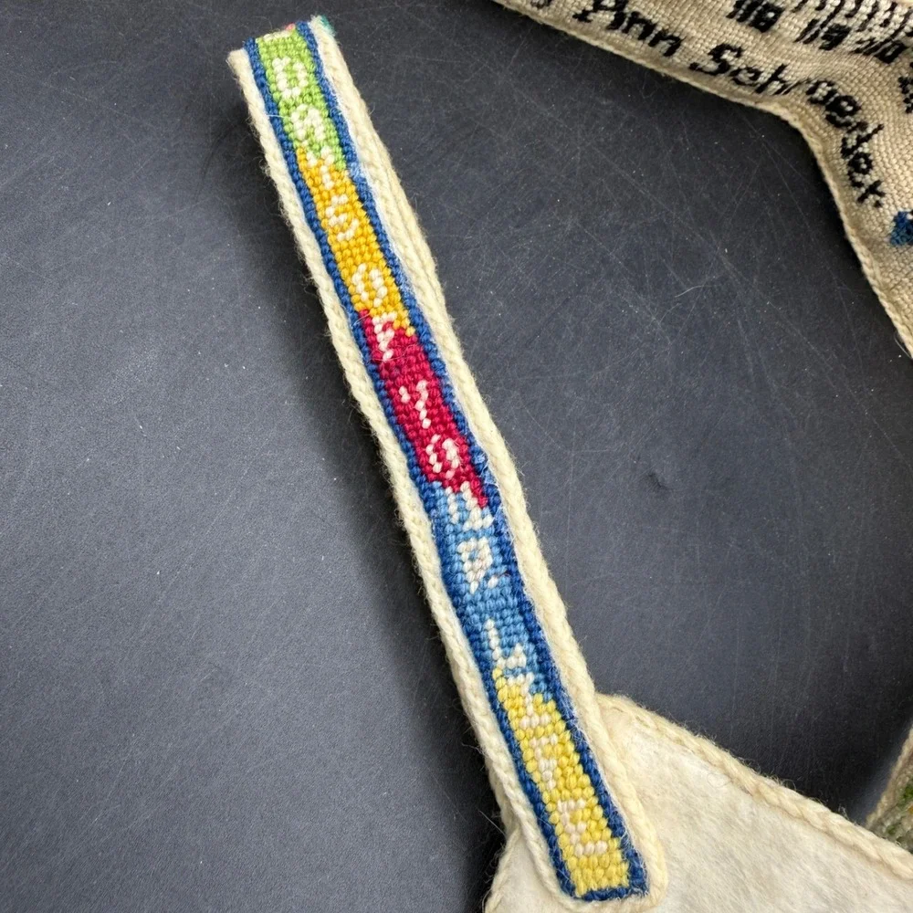 Vtg Handmade Needlepoint Butterfly Ruler Belt Decoration Floral Sew Cottage - Picture 7 of 8